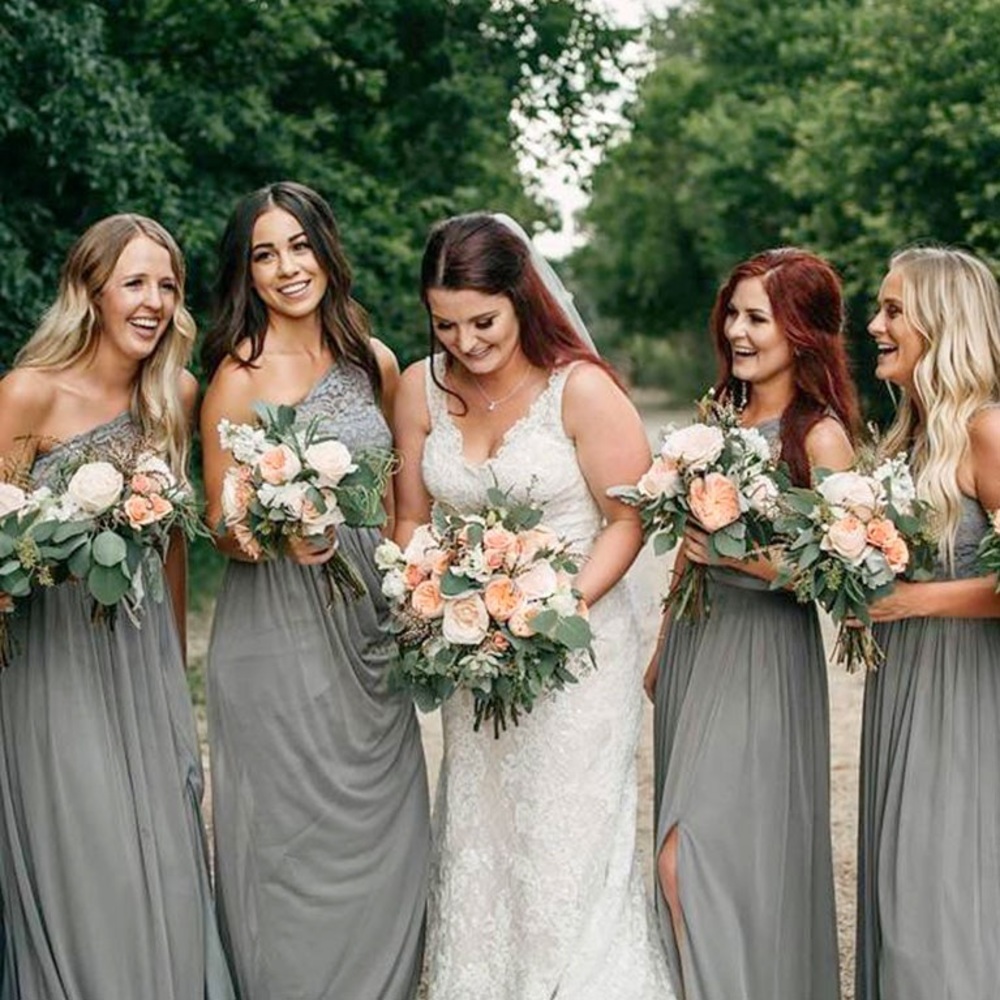 David’s Bridal Gray Lace Dress